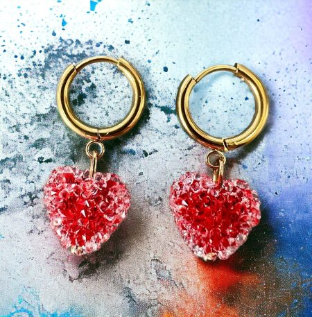 Ατσάλινα Σκουλαρίκια Disco Heart Red
