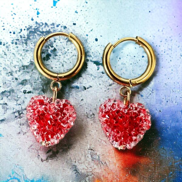 Ατσάλινα Σκουλαρίκια Disco Heart Red