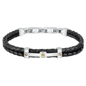Ανδρικό Δερμάτινο Βραχιόλι Maserati JM422AVE11 Black