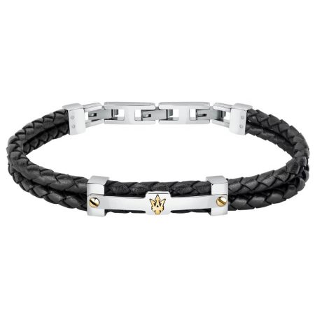 Ανδρικό Δερμάτινο Βραχιόλι Maserati JM422AVE11 Black