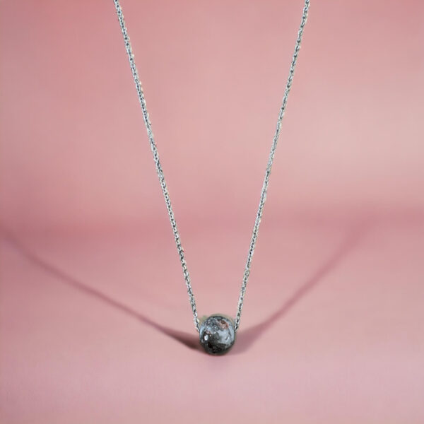 Κολιέ Peebls Cube Round Grey Marble Silver