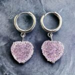 Ατσάλινα Σκουλαρίκια Disco Heart Lilac Silver