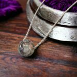 Κολιέ Peebls Cube Round Grey Marble Silver