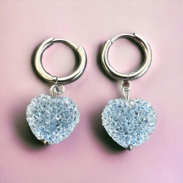 Ατσάλινα Σκουλαρίκια Disco Heart Light Blue Silver