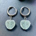 Ατσάλινα Σκουλαρίκια Disco Heart Mint Green Silver
