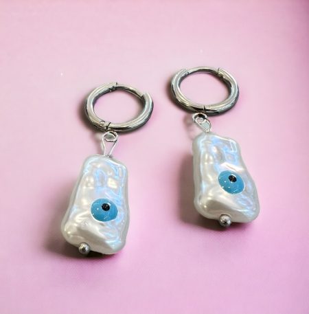 Σκουλαρίκια Freshwater Pearl Eyes Silver
