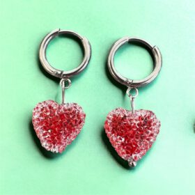 Ατσάλινα Σκουλαρίκια Disco Heart Red Silver