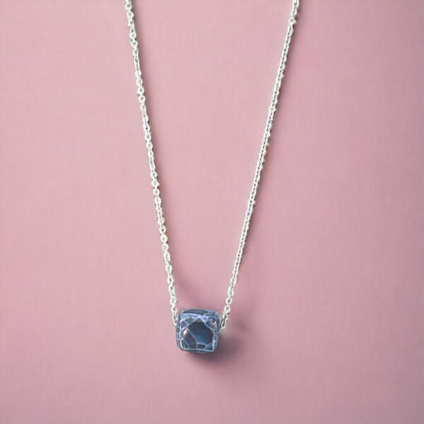 Κολιέ Peebls Cube Dark Blue Silver