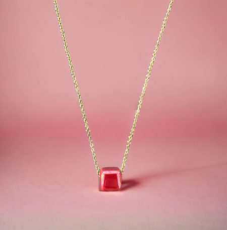 Κολιέ Peebls Cube Coral Gold