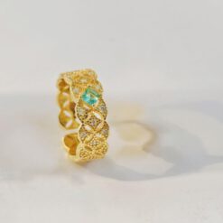 Ασημένιο ανοιγόμενο δαχτυλίδι Shimerring Petals Gold