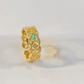 Ασημένιο ανοιγόμενο δαχτυλίδι Shimerring Petals Gold