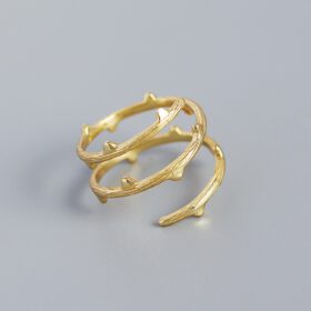 Ασημένιο ανοιγόμενο δαχτυλίδι Harmony Branch Gold