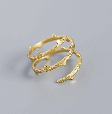 Ασημένιο ανοιγόμενο δαχτυλίδι Harmony Branch Gold