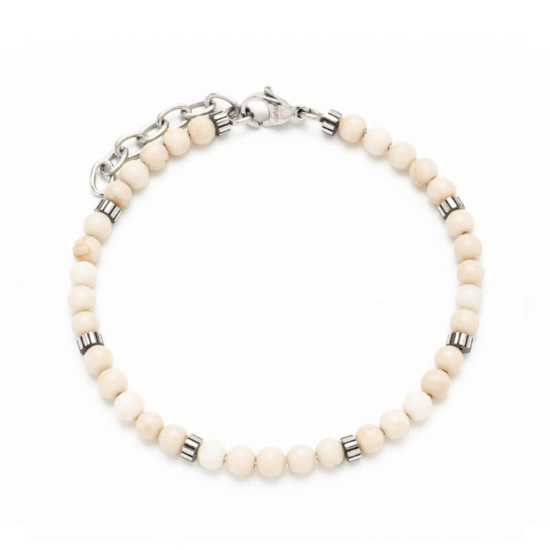 Ανδρικό Βραχιόλι λefkό White Beads