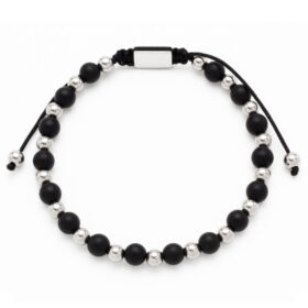 Ανδρικό Βραχιόλι λefkό Beads and Metal Black