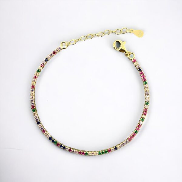 Ασημένιο Βραχιόλι tennis Βracelet Gold Multi
