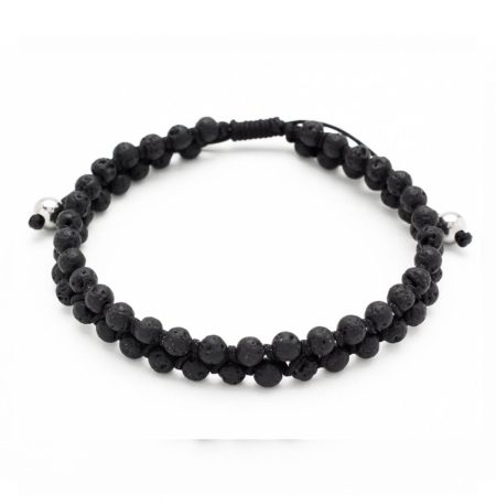 Ανδρικό Βραχιόλι Double Beads Lava Black L31A-B019-5