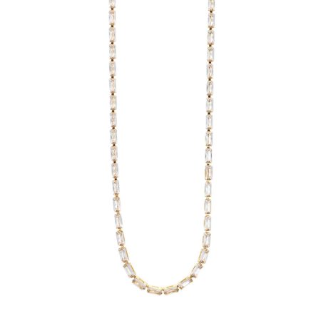 Ατσάλινο Κολιέ Visetti White Stones Gold