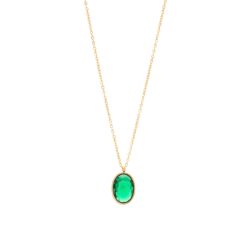 Ατσάλινο Κολιέ Visetti Green Prisma Oval Gold