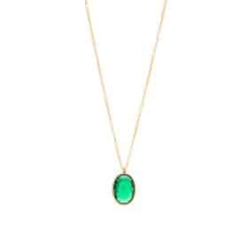 Ατσάλινο Κολιέ Visetti Green Prisma Oval Gold