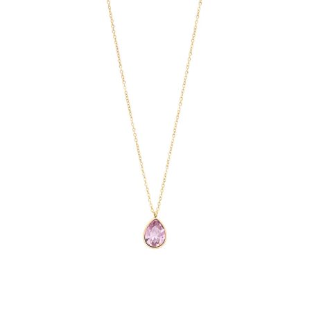 Ατσάλινο Κολιέ Visetti Purple Prisma Teardrop Gold