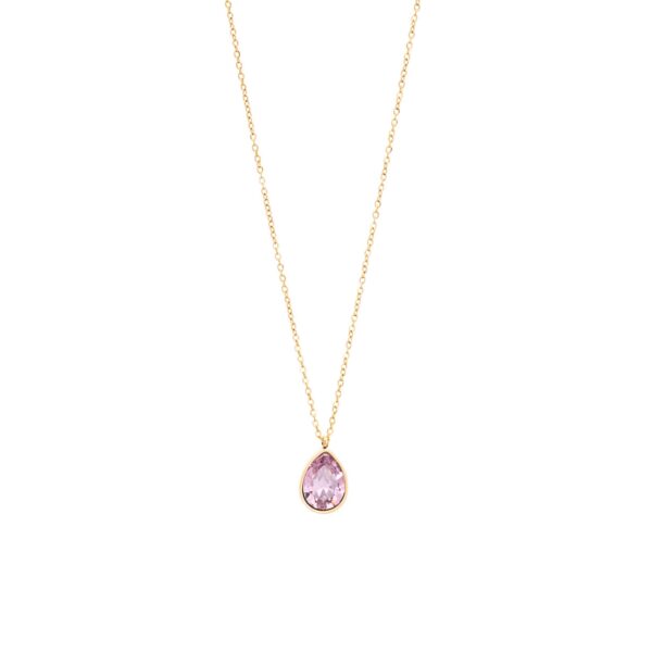 Ατσάλινο Κολιέ Visetti Purple Prisma Teardrop Gold