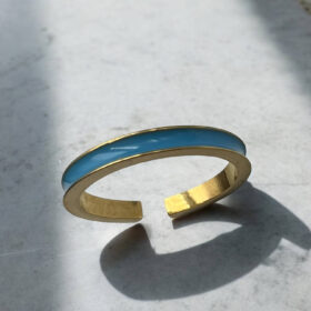 Ανοιγόμενο Ατσάλινο Δαχτυλίδι Happy Turqoise Gold