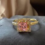 Δαχτυλίδι Square Coral Gold από ασήμι 925