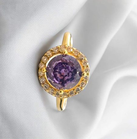Δαχτυλίδι Round Lilac Gold από ασήμι 925
