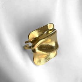 Ανοιγόμενο Ατσάλινο Δαχτυλίδι Crumpled Metal Gold