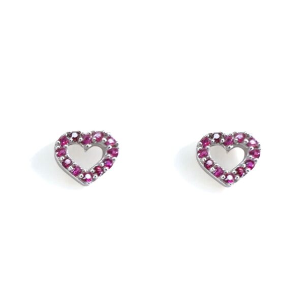 Σκουλαρίκια Fuchsia Crystals Heart Silver από ασήμι 925