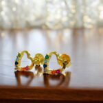 Σκουλαρίκια Color Crystals Heart Gold από ασήμι 925