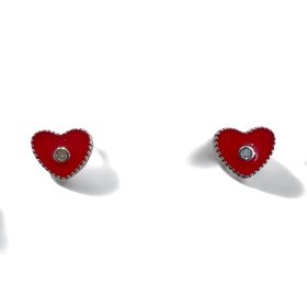 Σκουλαρίκια Strass Heart Red από ασήμι 925