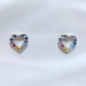 Σκουλαρίκια Color Crystals Heart Silver από ασήμι 925