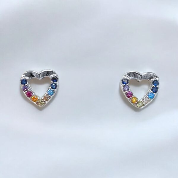 Σκουλαρίκια Color Crystals Heart Silver από ασήμι 925