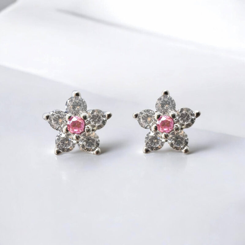 Σκουλαρίκια Star Shine in Pink από ασήμι 925