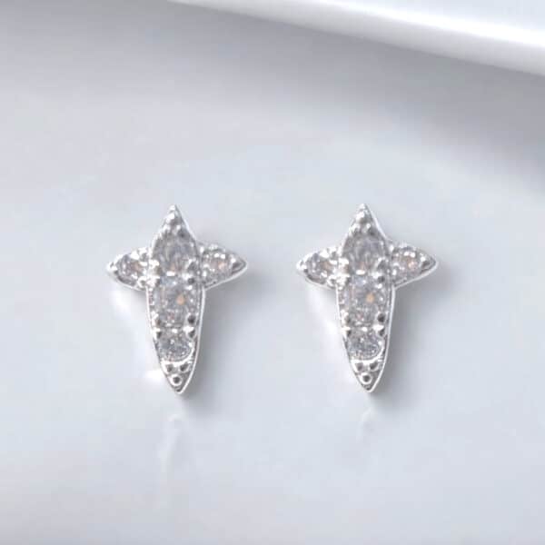 Σκουλαρίκια Cross Shine in Silver από ασήμι 925