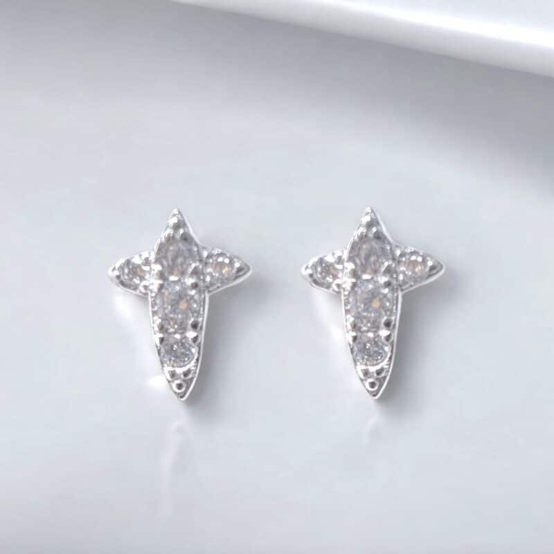 Σκουλαρίκια Cross Shine in Silver από ασήμι 925