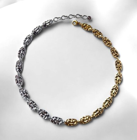 Κολιέ Peebls Two Tone Crumpled Metal