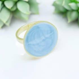 Ανοιγόμενο δαχτυλίδι Round Sky Blue