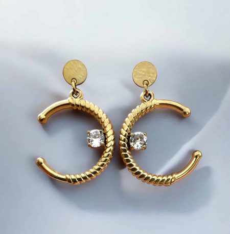 Ατσάλινα Σκουλαρίκια Peebls Half Moon Gold