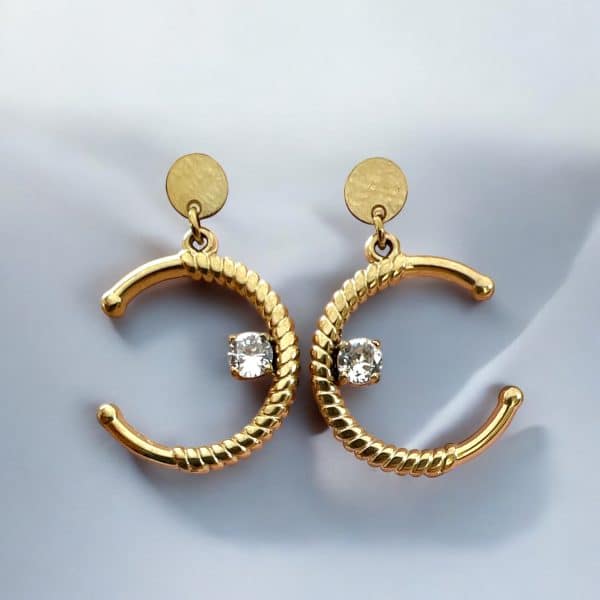 Ατσάλινα Σκουλαρίκια Peebls Half Moon Gold