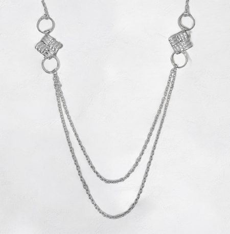 Διπλό Κολιέ Peebls Elsa Silver