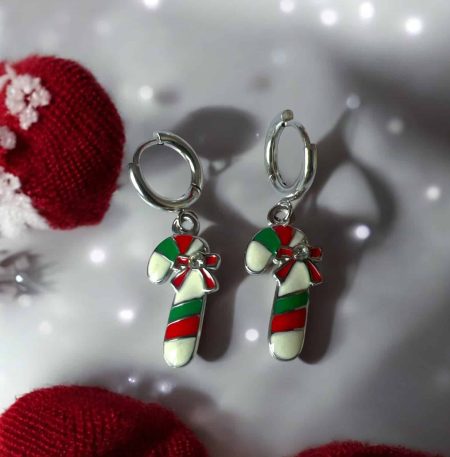 Ατσάλινα Σκουλαρίκια Candy Cane Delight Silver