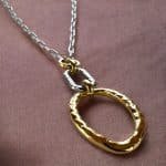 Ατσάλινο Κολιέ Peebls Halo Frame Silver and Gold
