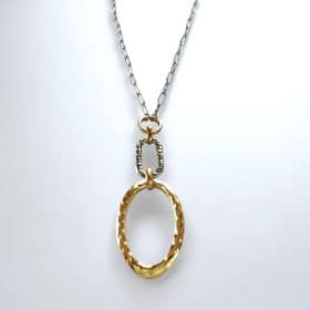 Ατσάλινο Κολιέ Peebls Halo Frame Silver and Gold