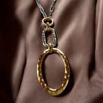 Ατσάλινο Κολιέ Peebls Halo Frame Silver and Gold