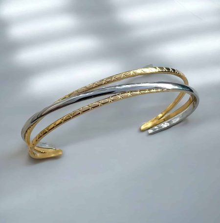Ατσάλινο Βραχιόλι Peebls Orbit Silver and Gold