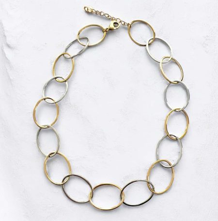 Ατσάλινο Κολιέ Peebls Oval Dream Silver and Gold
