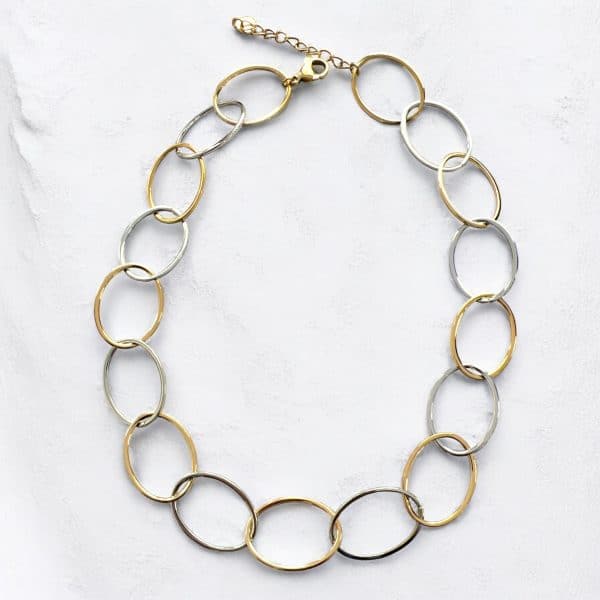 Ατσάλινο Κολιέ Peebls Oval Dream Silver and Gold
